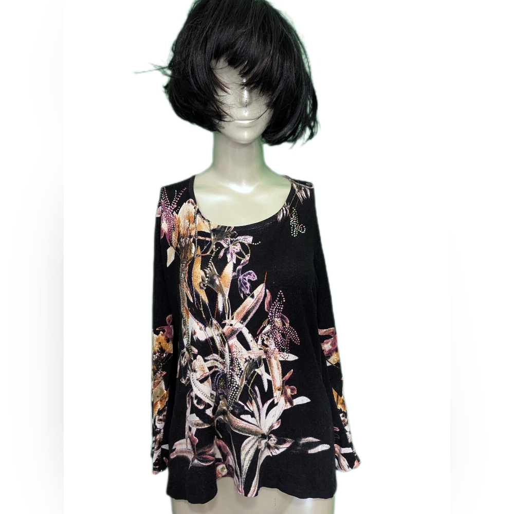 Alberto Makali Embellished Sweater With Floral Design  XL